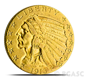 $5 indian gold coin front