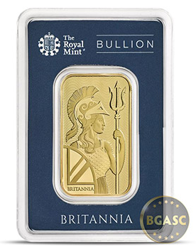 Britannia 1 ounce gold bar front