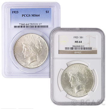 PCGS and NGC Peace Dollar MS-64