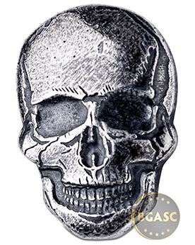 Spooky 2 ounce silver skull
