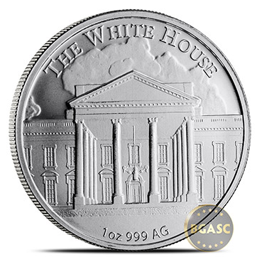 Trump silver round reverse- the white house