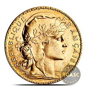 french gold rooster coin obverse bgasc