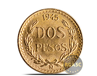 mexican gold dos peso coin bgasc