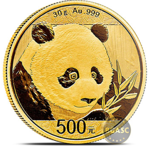 Chinese 30 g 2018 gold panda reverse panda