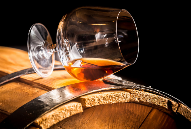 Cognac glass on barrel