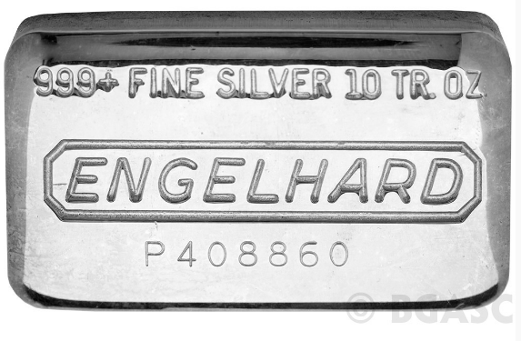 Englehard silver bar with a serial number