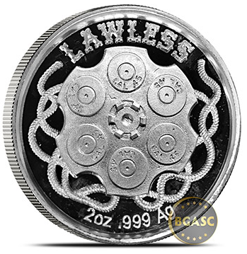 Lawless silver round reverse 20z .999 ag