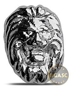 one ounce poured silver lion head