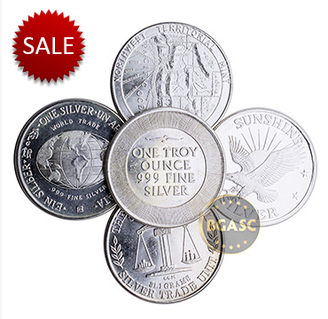 Secondary market silver bullion rounds assorted