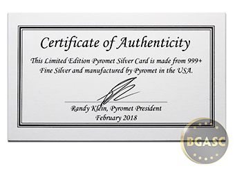 the silver card certificate of authenticity