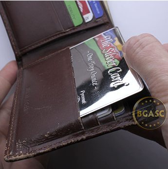 the silver card in the wallet bgasc